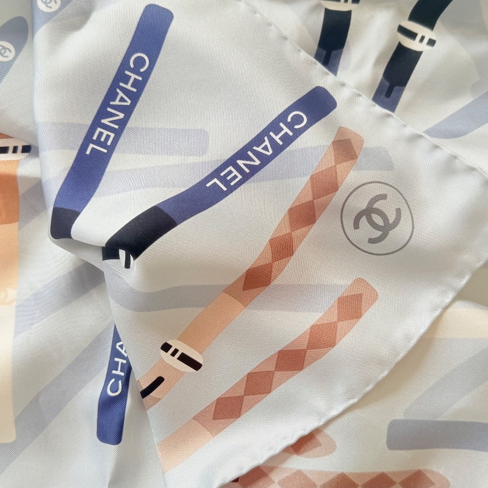 RARE CHANEL SILK SCARF SKI RESORT SQUARE TWILLY